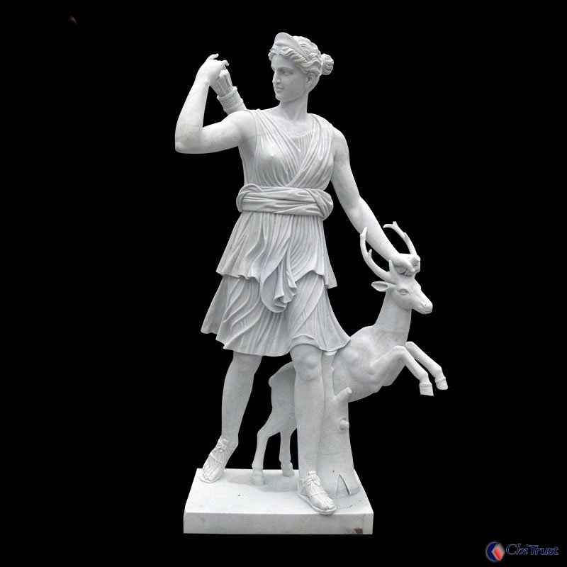 Outdoor white marble garden statue